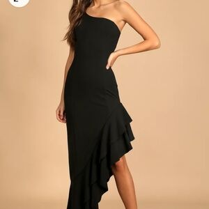 Elegant Black One-Shoulder Dress